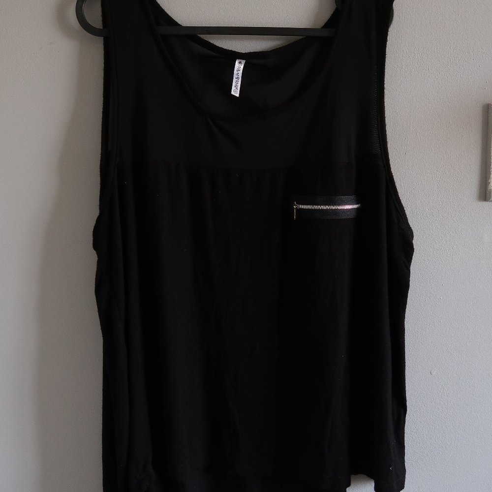 Black tank top with mesh at the top